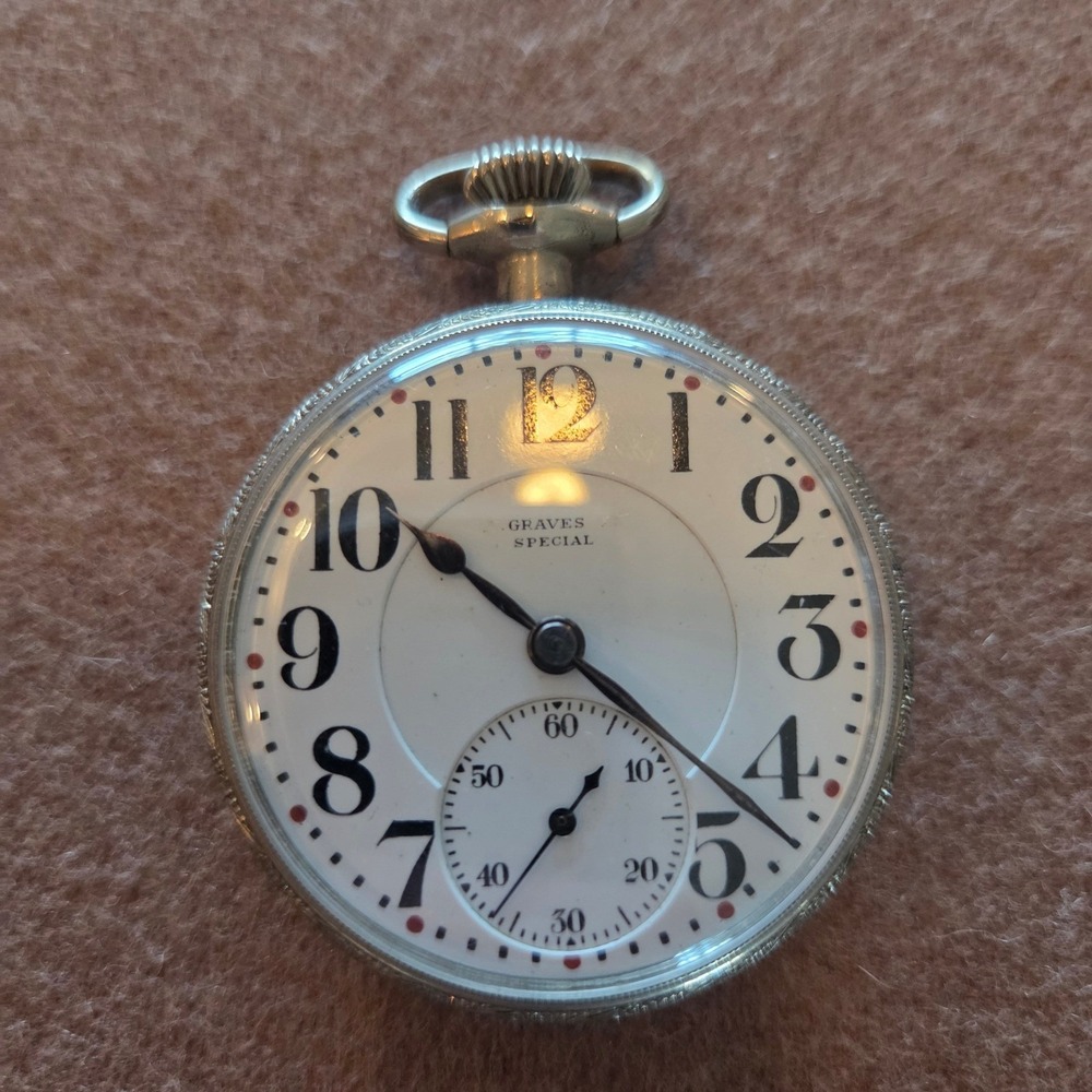 Antique Illinois Watch Co Graves Special 17 Jewel Pocket Watch Gold Filled Case